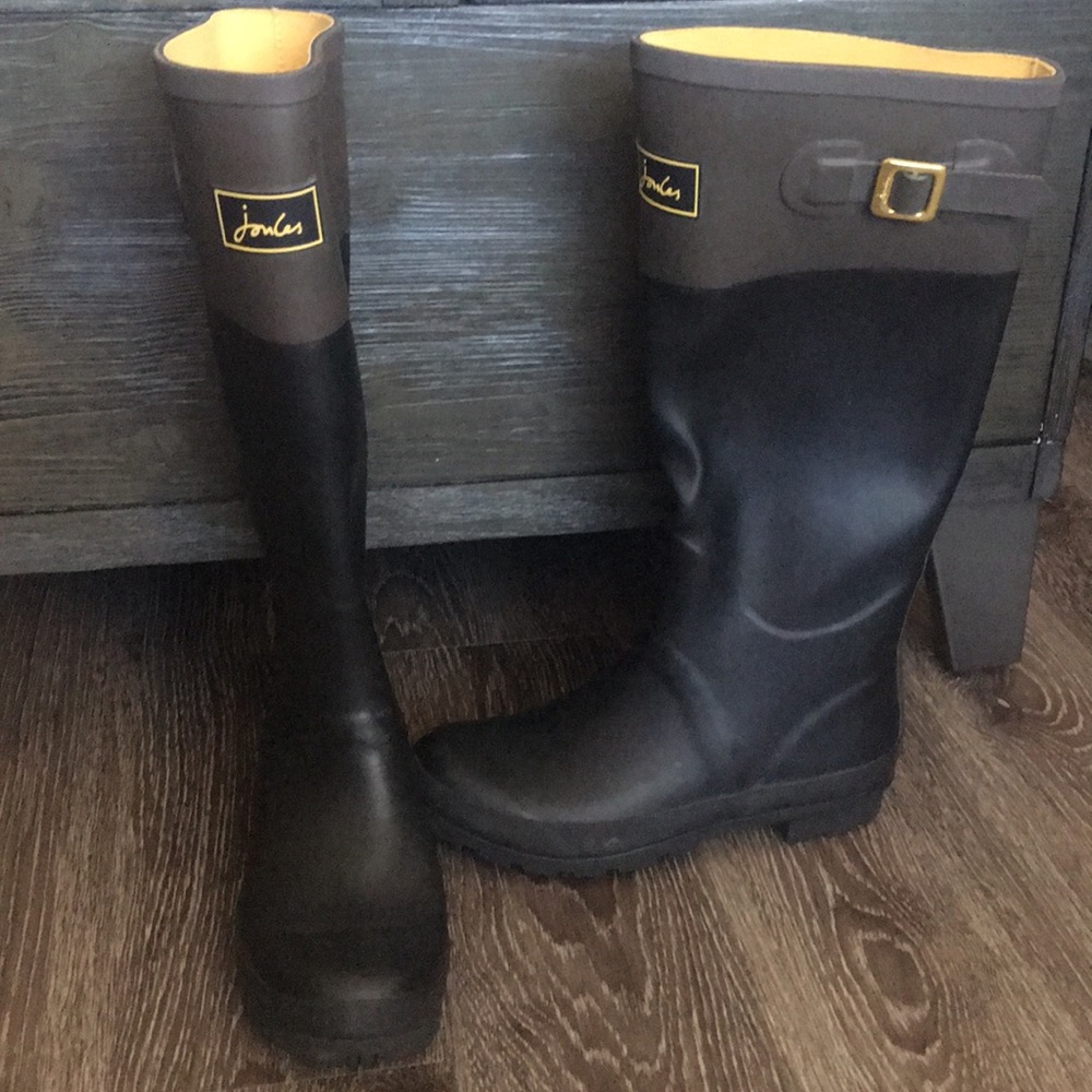 Black/brown Joules rainboots size 9